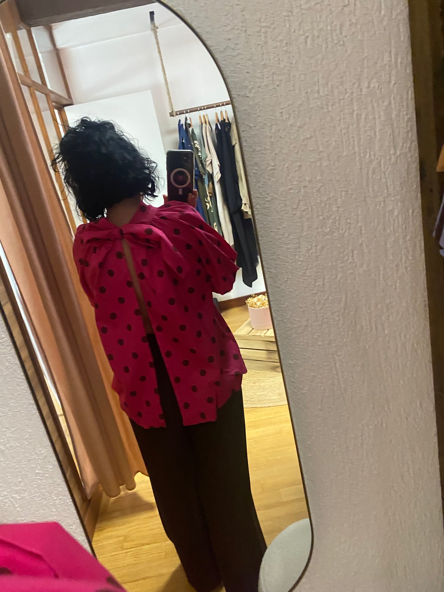 Blouse dos nu à pois
