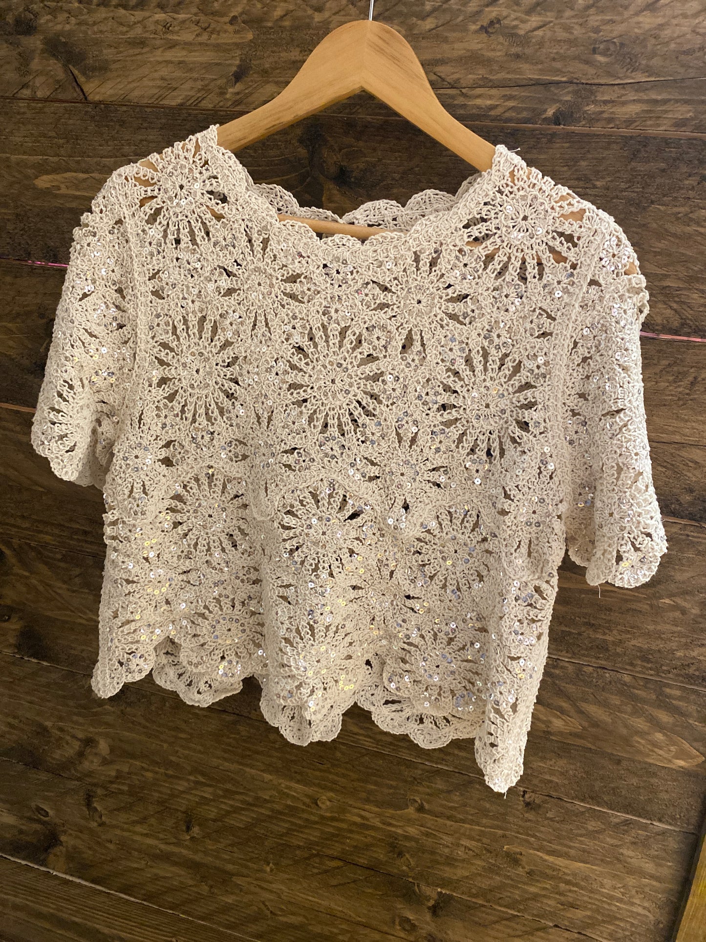 Pull crochet pailleté