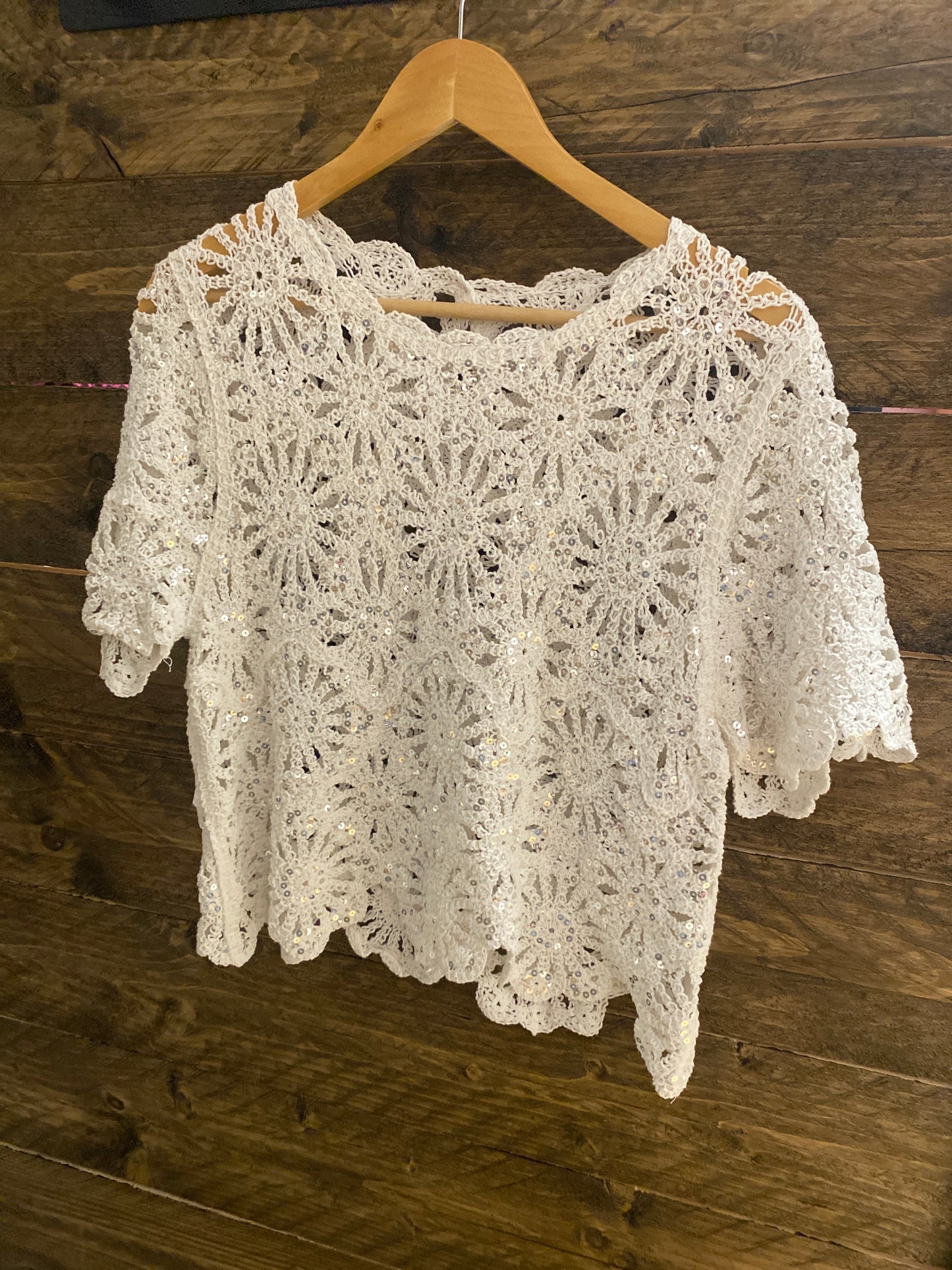 Pull crochet pailleté
