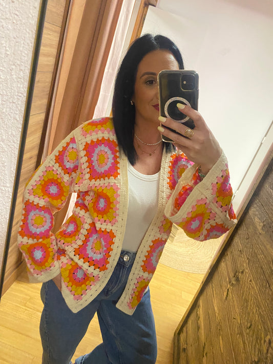 Gilet crochet multicolore