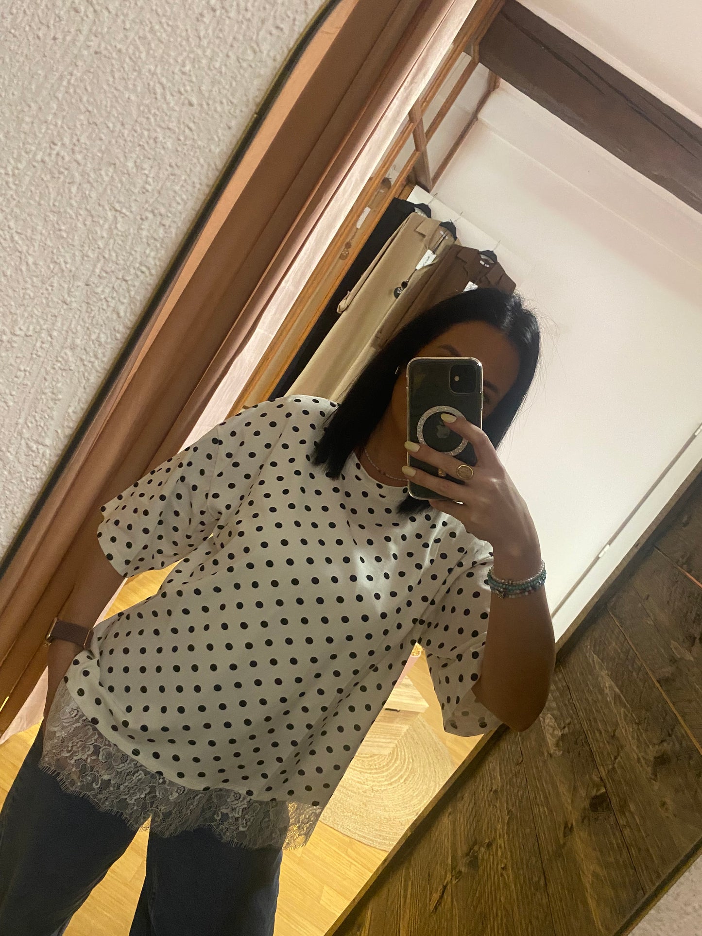 Teeshirt à pois dentelle