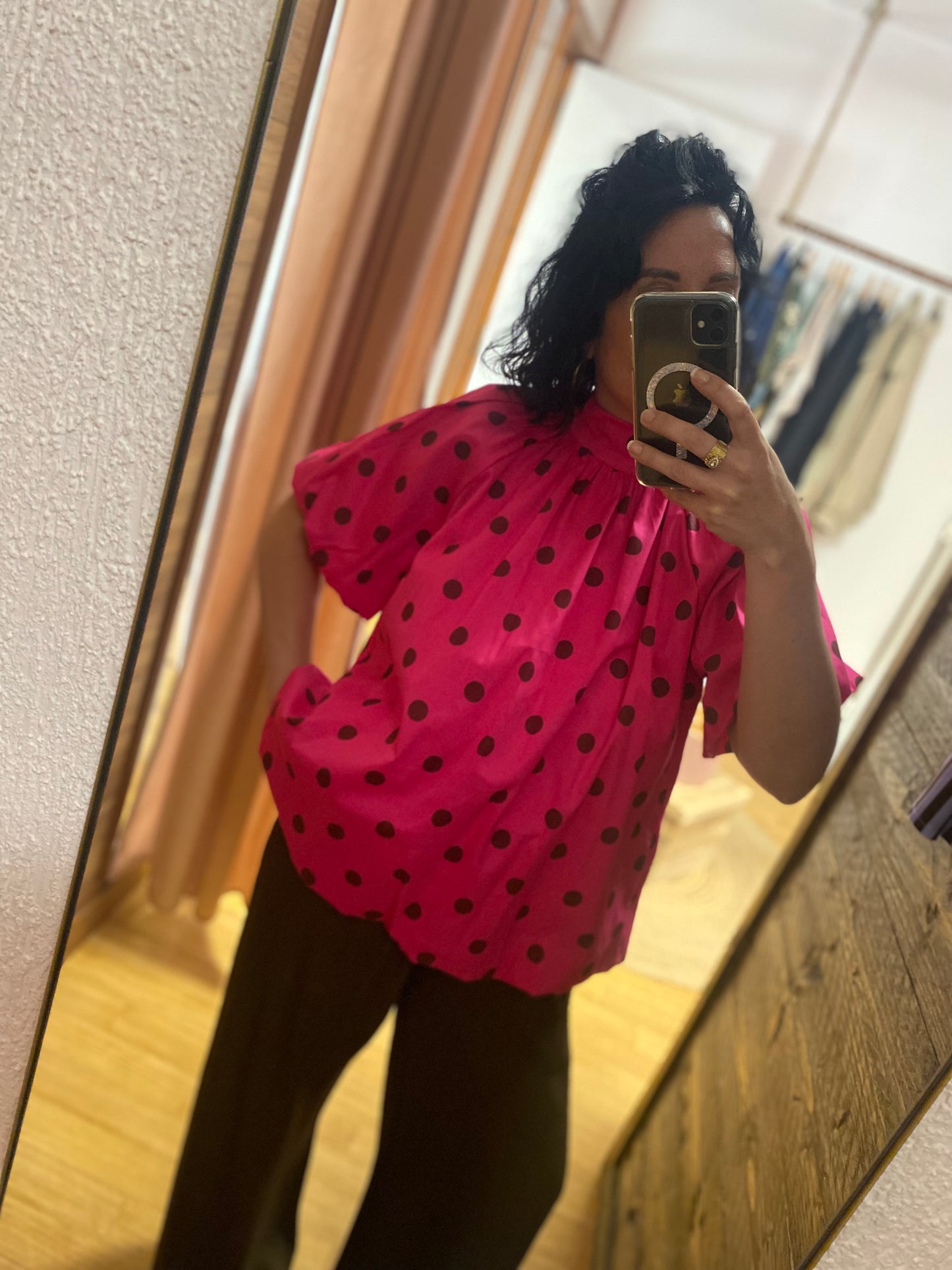 Blouse dos nu à pois